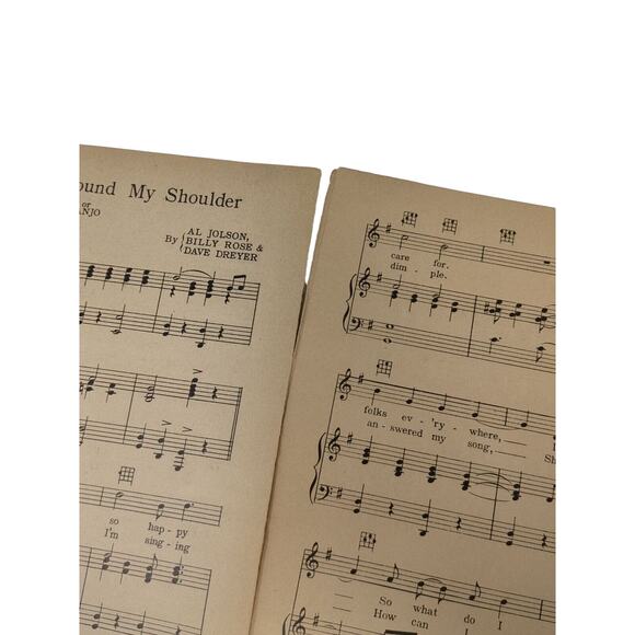 1928 Theres A Rainbow Round My Shoulder Piano Sheet Music Al Jolson - Picture 5 of 11